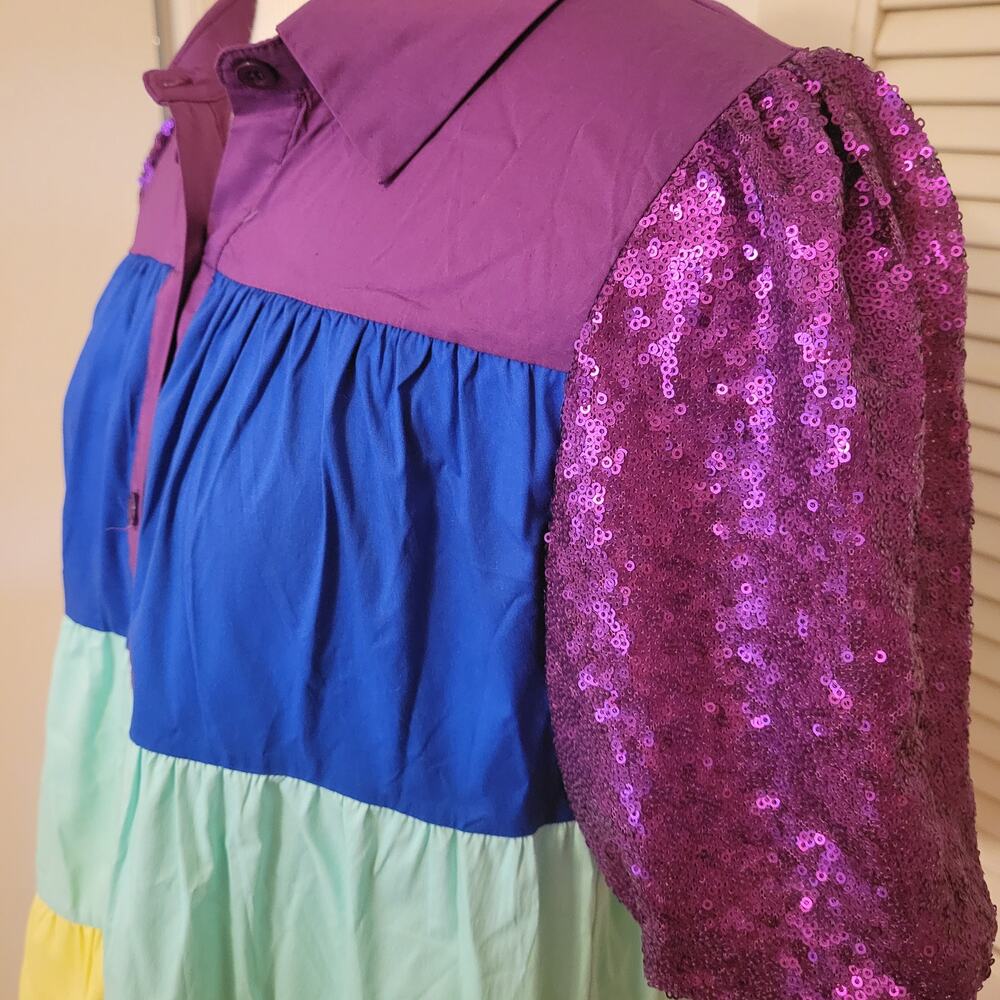 Blue B Collection Multicolor Rainbow Baby Doll T-Shirt Dress Small - Picture 3 of 7